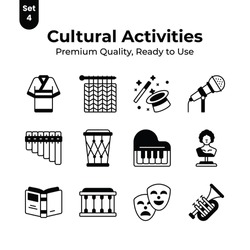 A well designed cultural activities icons set, ready to use vectors