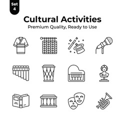A well designed cultural activities icons set, ready to use vectors