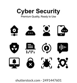 Conjunto de iconos de seguridad cibernética bien diseñados, Vectores personalizables