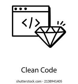 Well designed doodle icon of clean code 

