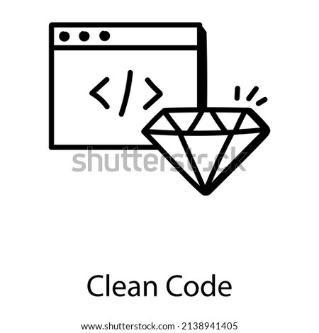 Well designed doodle icon of clean code 

