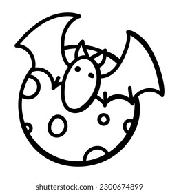 A well designed doodle icon of flying bat 