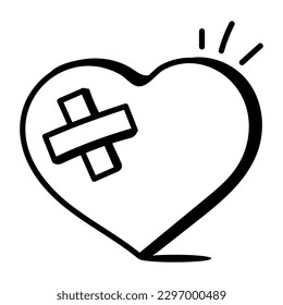 A well designed doodle icon of heart healing 