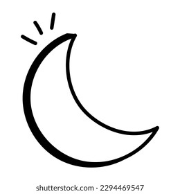 A well designed doodle icon of night mode 