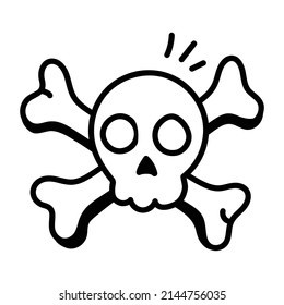 A well designed doodle icon of skull 

