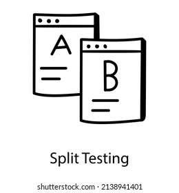 Well designed doodle style icon of split testing 

