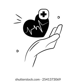 Icono de estilo doodle bien diseñado del cuidado del corazón, listo para usar Vector