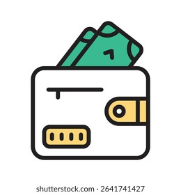 A well designed filled line style icon of wallet money