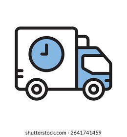A well designed filled outline icon showing fast delivery truck