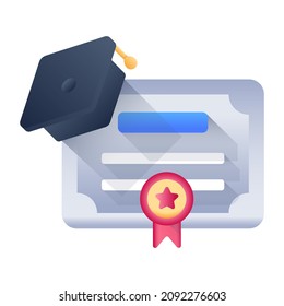 Eine gut gestaltete flache Ikone akademischen Grades