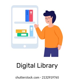 A well designed flat icon of digital library 

