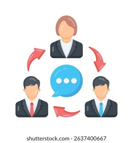 A well designed flat icon showing staff meeting