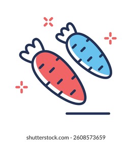 A well designed flat outline icon showing carrots