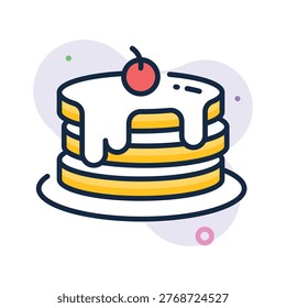 A well designed flat outline icon of pancake breakfast food