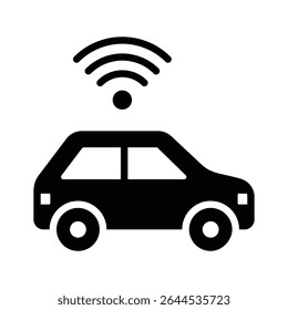 Well designed glyph icon of autonomous smart car
