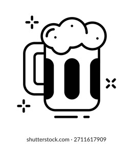 Icono bien diseñado del glifo de la taza de cerveza en estilo de moda