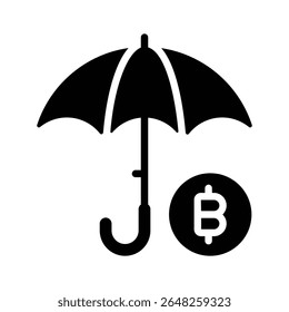 Well designed glyph icon of bitcoin insurance