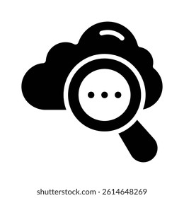 A well designed glyph icon of cloud search with magnifier