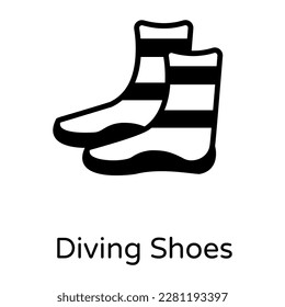 Un icono glifo bien diseñado de zapatos de buceo 