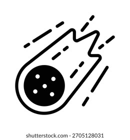 Well designed glyph icon of falling meteorite rock