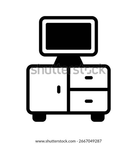 Well designed glyph icon of lcd display table