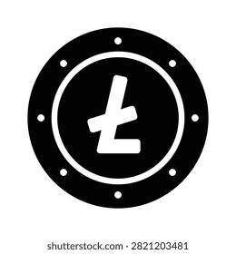 Well designed glyph icon of litecoin cryptocurrency digital asset.