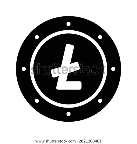 Well designed glyph icon of litecoin cryptocurrency digital asset.