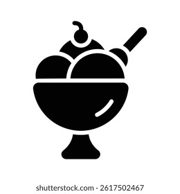 A well designed glyph icon showing sundae bowl