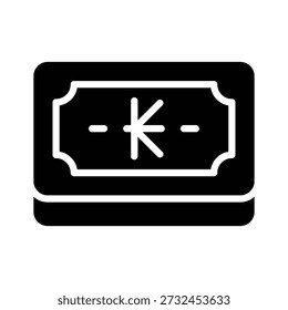 Well designed glyph icon showing laotian kip currency concept