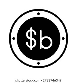Well designed glyph icon showing bolivian boliviano currency