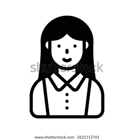 A well designed glyph icon showing female clerk avatar