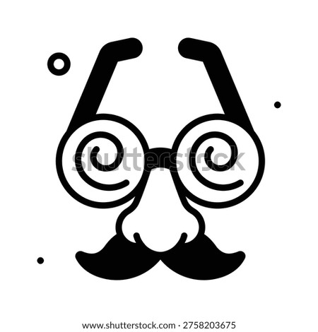 Well designed glyph icon showing funny disguise glasses prop