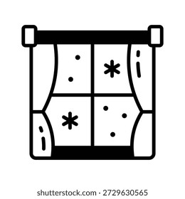Icono de glifo bien diseñado de la ventana de invierno, listo para usar Vector