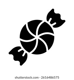 A well designed glyph style icon depicting wrapped swirl candle