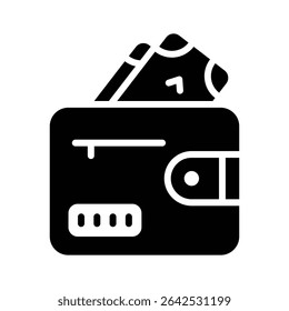 A well designed glyph style icon of wallet money