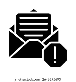 A well designed glyph style icon showing email scam