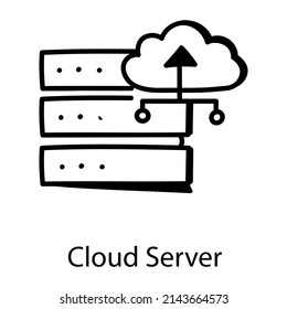 Gut gestaltetes, handgezeichnetes Symbol des Cloud-Servers 