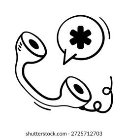 Icono dibujado a mano bien diseñado de la llamada de emergencia en estilo de diseño moderno