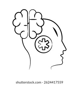 A well designed hand drawn style icon showing mental health concept
