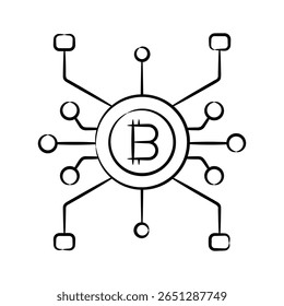 A well designed hand drawn style icon of bitcoin connection nodes