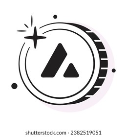 Icono bien diseñado de la moneda de Avalanche, diseño de vector de moneda criptodivisa