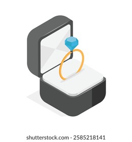 Well designed icon of diamond ring in isometric style