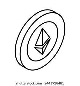 Icono bien diseñado de la moneda de ethereum, diseño vectorial isométrico de la moneda de criptomoneda