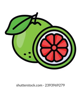 Gut gestaltete Ikone von Grapefruit im modernen Stil, gesündeste Zitrusfrüchte