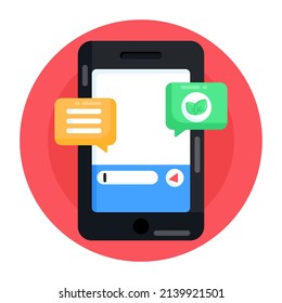 Icono bien diseñado del chat ecológico móvil en estilo plano 

