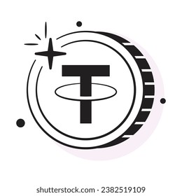 Icono bien diseñado de la moneda de tether, criptomoneda diseño vectorial