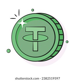 Icono bien diseñado de la moneda de tether, criptomoneda diseño vectorial