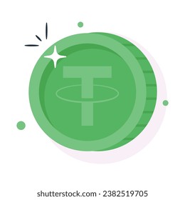 Icono bien diseñado de la moneda de tether, criptomoneda diseño vectorial