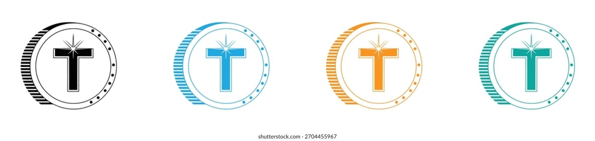 Icono bien diseñado de la moneda de la atadura, diseño del Vector de la moneda de la criptomoneda.
