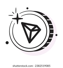Icono bien diseñado de la moneda de Tron, diseño de vector de moneda criptodivisa